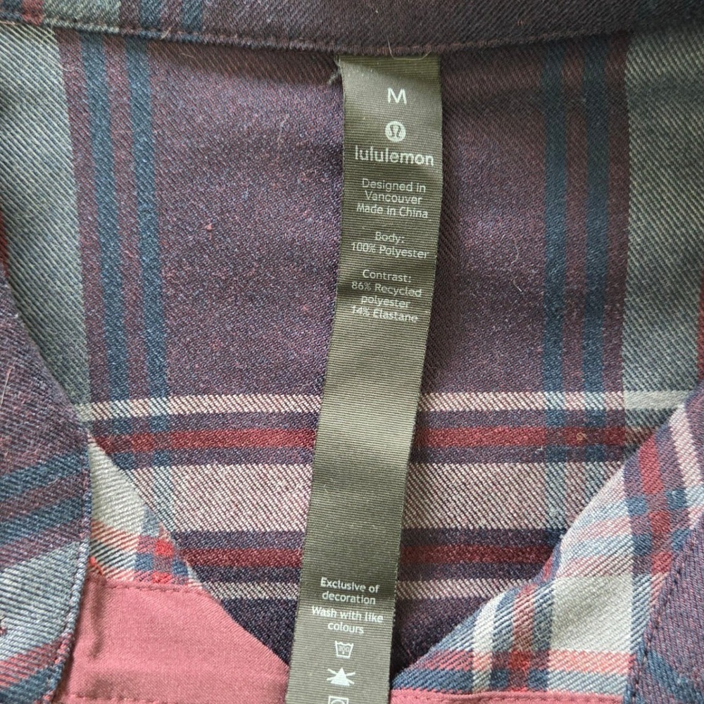 Lululemon Men's Masons Peak‎ Plaid Flannel shirt Mens size M Purple & Navy - Picture 4 of 6